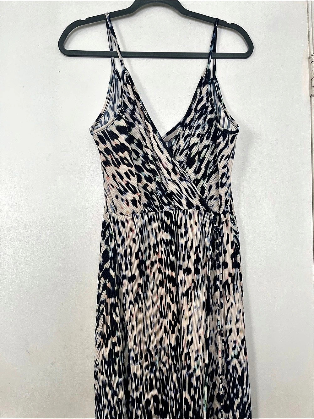 H&M Animal Print Midi Dress in Black & Pink Size Medium